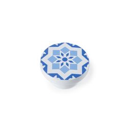 Blister Com 4 Puxadores Redondos em Madeira Acabamento Azul Mod.E242 Ø38mm Rei