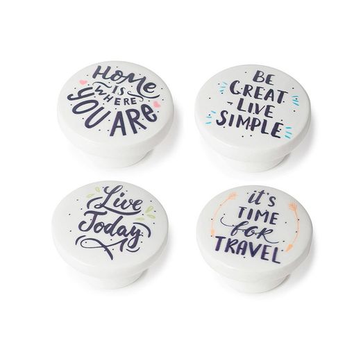 Blister Com 4 Puxadores Redondos em Madeira Acabamento Decorativo Mod.M7 Ø38mm Rei