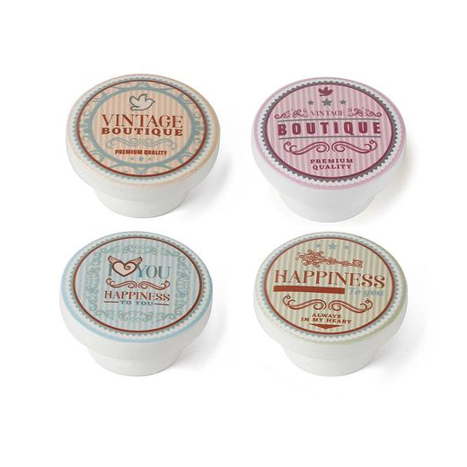 Blister com 4 puxadores redondos para móveis em madeira com acabamento decorativo Mod.M8 Ø38mm Rei