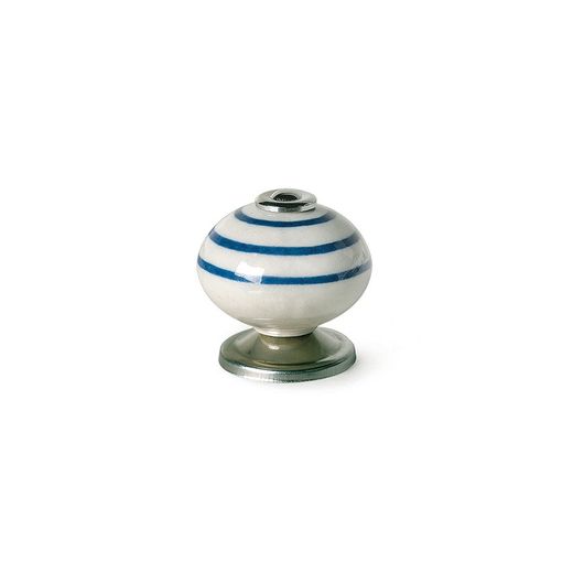 Pacote Blister Com 4 Puxadores Redondos Para Móveis Em Porcelana Acabamento Azul Mod.E501 Ø40mm Rei