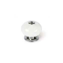 Blister Avec 4 Boutons De Meubles Ronds En Porcelaine Finition Blanc Mod.E517 Ø40mm Rei