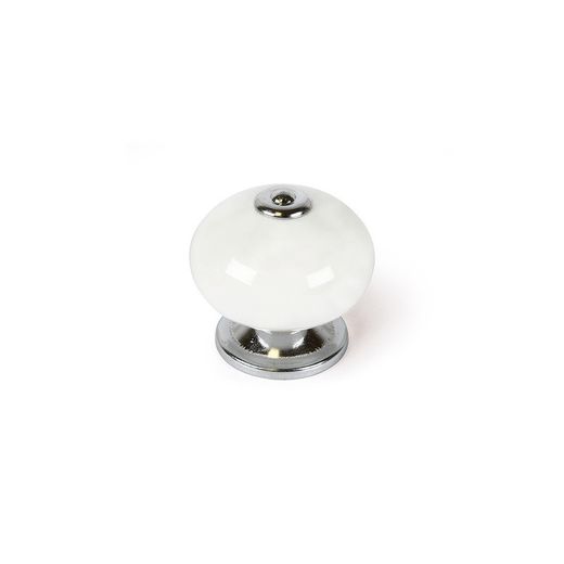 Blister Avec 4 Boutons De Meubles Ronds En Porcelaine Finition Blanc Mod.E517 Ø40mm Rei