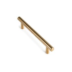 Pacote blister com 4 puxadores para móveis tipo alça em aço inoxidável com acabamento em latão vintage Mod.891h Interpontos 128 mm Rei