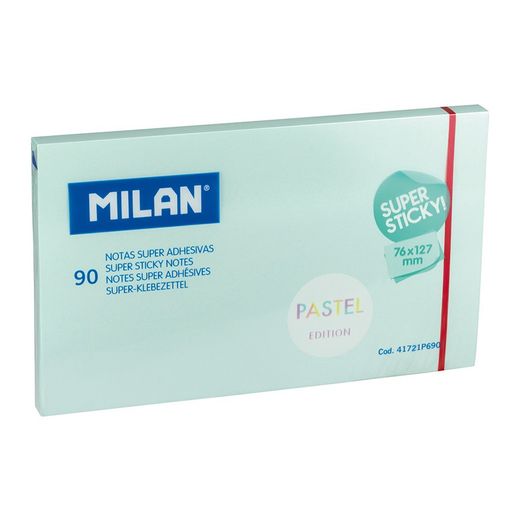 Bloco 90 Notas Super Adesivas Azul Pastel 76x127mm Milão