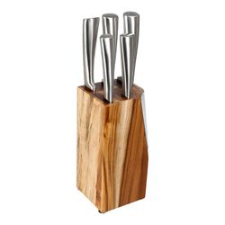 Bloque Con 5 Cuchillos De Madera De Acacia Modelo Black Menu