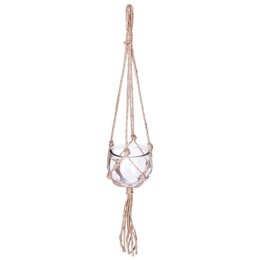 Pendentif Boule de Cristal et Jute Diam.10,5cm