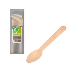 Bolsa 12ud Cucharita Postre-Café Madera 13.8cm Best Products Green