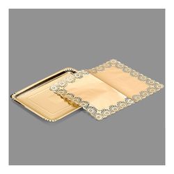 Bolsa Com 1 Bandeja Retangular Com Linho Dourado 22x28cm