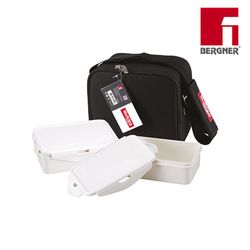 Modelo de sacola de comida preta quadrada caminhando 23x22x13,5cm bergner