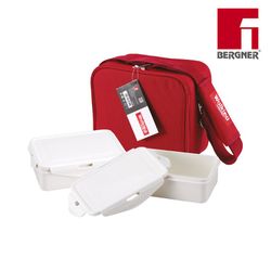 Modelo de sacola de compras de poliéster cinza estou feliz por comer 30x30x17cm bergner