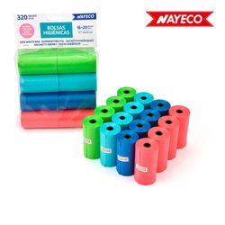 Sacos Higiênicos com Aroma de Talco 16 Rolos de 20 Sacos