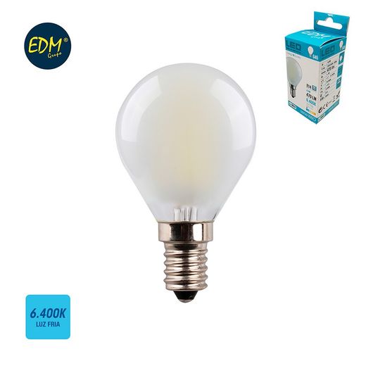 Ampoule sphérique à filament led mat e14 4,5w 470 lm 6400k lumière froide edm
