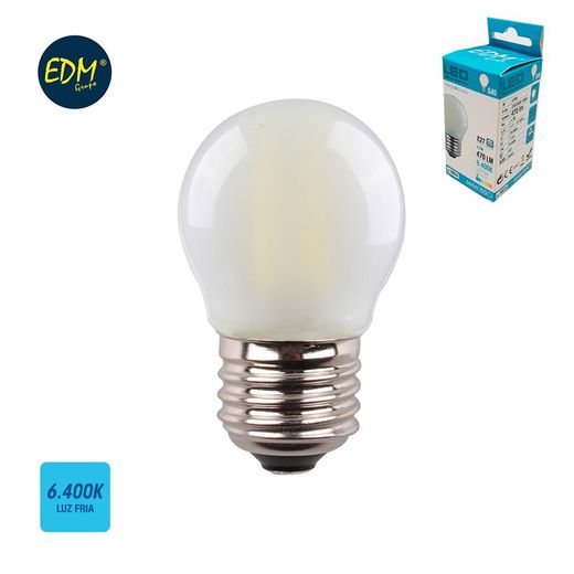 Ampoule sphérique à filament led mat e27 4,5w 470 lm 6400k lumière froide edm
