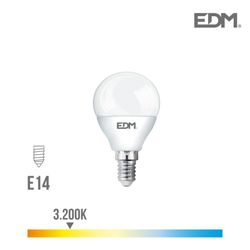 Lâmpada esférica led e14 6w 500 lm 3200k luz quente edm