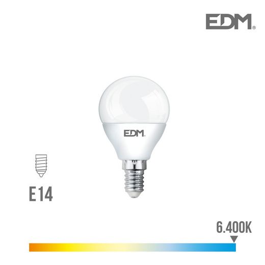 Lâmpada esférica led e14 6w 500 lm 6400k luz fria edm