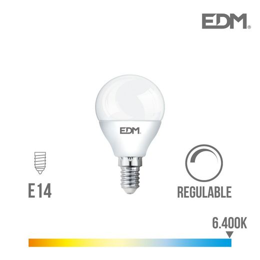 ampoule sphérique led dimmable e14 5,5w 500 lm 6400k edm lumière froide