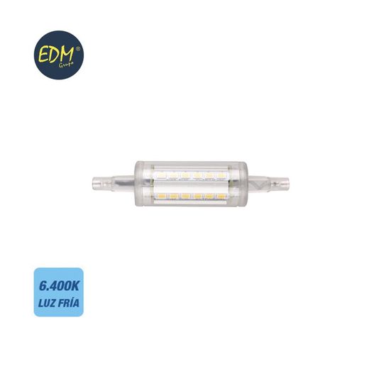 ampoule linéaire led 78mm r7s 5w 550 lm 6400k lumière froide edm base céramique