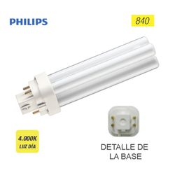 Ampoule Lynx 4 pins g24q-1 13w 840k "philips" (équivalence philips : pl-c 4p)