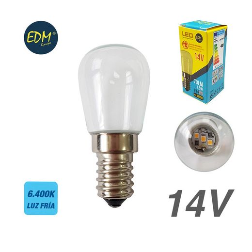 ampoule chaudron led clair '' 14v '' e14 1,5w 70 lm 6400k lumière froide edm
