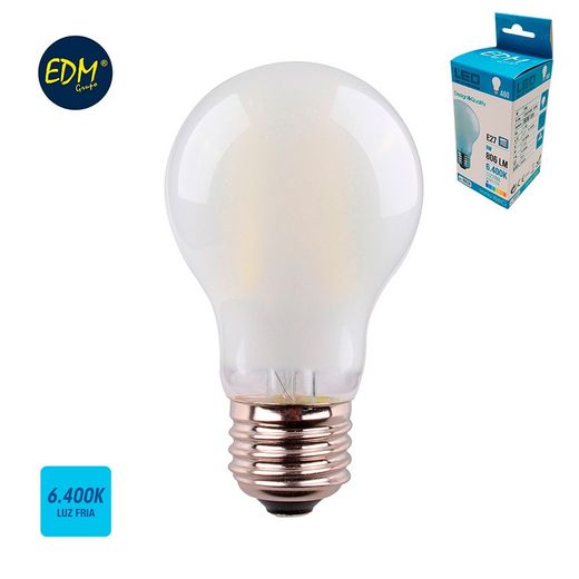 Ampoule standard filament led verre mat e27 6w 806 lm 6400k lumière froide edm
