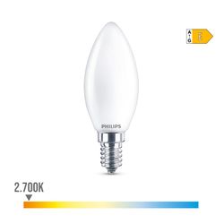 Lâmpada Vela Led E14 6,5w 806lm 2700k Luz Quente Ø3,5x9,7cm. Philips