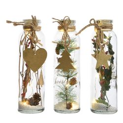 Frasco de vidro com 5 LEDs a bateria inclui decoração de interiores em modelos variados de 20 cm