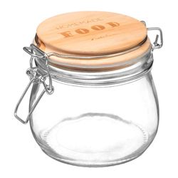 Frasco Hermético com Tampa de Bambu 0,5lt