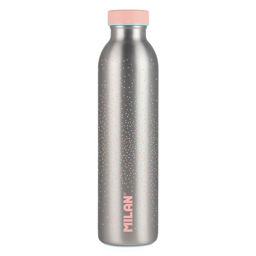 Garrafa Isotérmica de Aço Inoxidável 591ml Série Prata, Rosa Milan