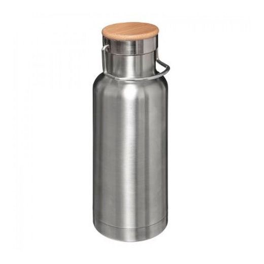 Garrafa Térmica de Aço Inox com Tampa de Bambu 50cl 21,2x7,2cm