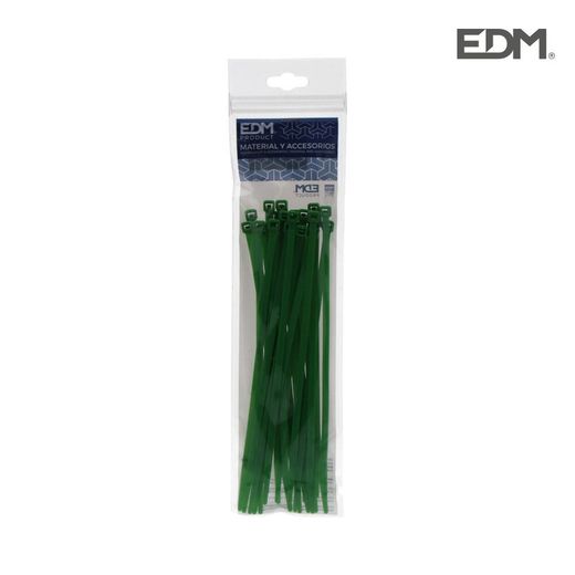 Laços zip verdes 200x4.8 embalados (saco de 25 unidades) Edm