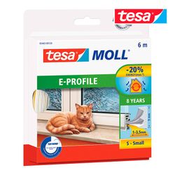 Perfil de calafetagem de borracha E 6m x 9mm Branco Tesa