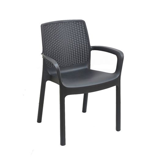 Fauteuil empilable imitation rotin anthracite ipae progarden