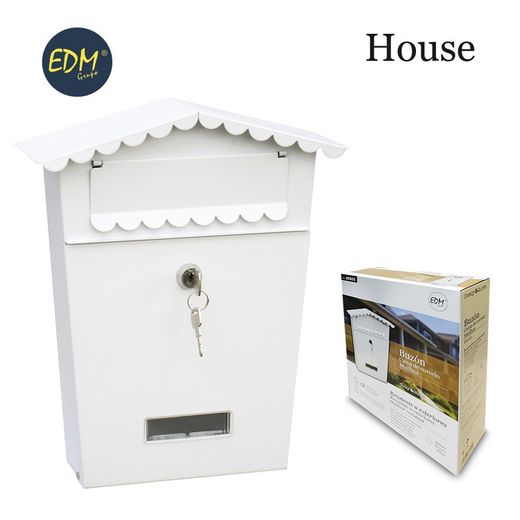 Casa modelo caixa de correio de aço branco