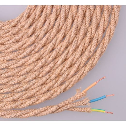 Cabo de corda de juta trançado e trançado 3x0,75mm 25mts euro / mts