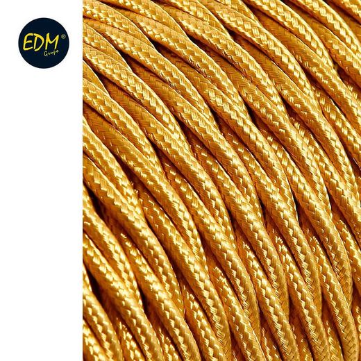 Cabo têxtil trançado 2x0,75mm c-45 seda ouro fosco 5m