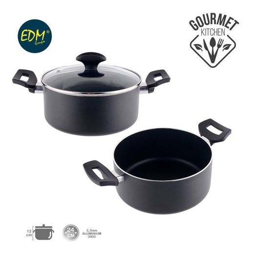 casserole anti-adhésive - "basic line" - whitford tecnology - ø24cm - edm