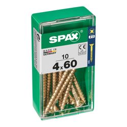 Caixa de 10 peças de parafuso para madeira Spax Cab. Plano Yellox 4.0x60mm Spax