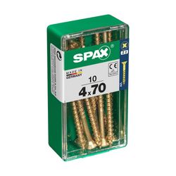 Caixa de 10 peças de parafuso para madeira Spax Cab. Plano Yellox 4.0x70mm Spax