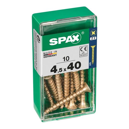 Caixa de 10 peças de parafuso para madeira Spax Cab. Plano Yellox 4,5x40mm Spax