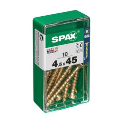 Caixa de 10 peças de parafuso para madeira Spax Cab. Plano Yellox 4,5x45mm Spax