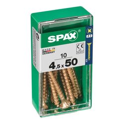 Caixa de 10 peças de parafuso para madeira Spax Cab. Plano Yellox 4,5x50mm Spax