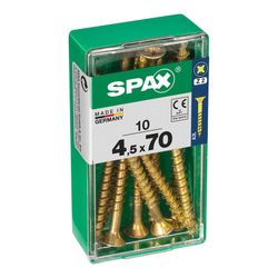 Boîte de 10 vis à bois Spax Cab. Plat Yellox 4,5x70mm Spax