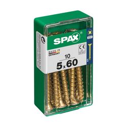Caixa de 10 peças de parafuso para madeira Spax Cab. Plano Yellox 5.0x60mm Spax