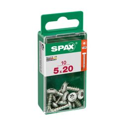 Caixa de 10 peças de parafuso para madeira Spax Cab. Wirox Redondo 5.0x20mm Spax