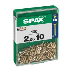 Caixa de 100 peças de parafusos para madeira da cabine Spax. Plano Yellox 2,5x10mm Spax
