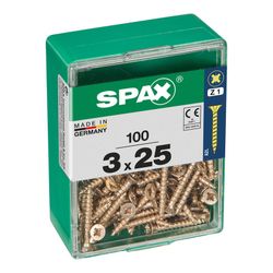 Caixa de 100 peças de parafusos para madeira da cabine Spax. Plano Yellox 3,0x25mm Spax
