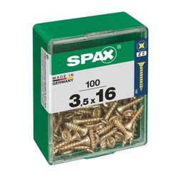 Caixa de 100 peças de parafusos para madeira da cabine Spax. Plano Yellox 3,5x16mm Spax