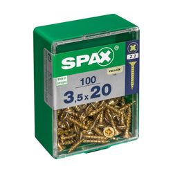 Caixa de 100 peças de parafusos para madeira da cabine Spax. Plano Yellox 3,5x20mm Spax
