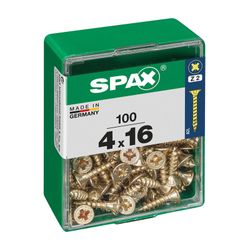Caixa de 100 peças de parafusos para madeira da cabine Spax. Plano Yellox 4.0x16mm Spax