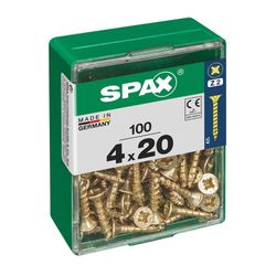 Caixa de 100 peças de parafusos para madeira da cabine Spax. Plano Yellox 4.0x20mm Spax